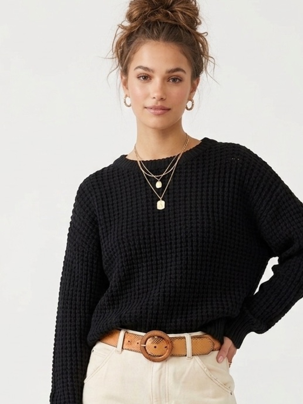 TWIK | CHUNKY WAFFLE KNIT SWEATER